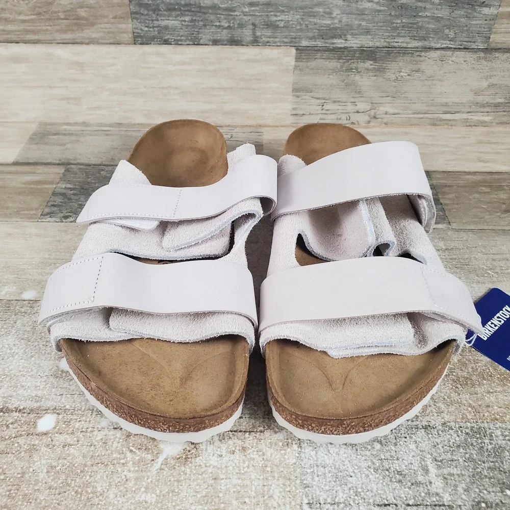 Birkenstock Uji Mens Sandal Sz 11 Walking Antique White Nubuck Leather Slide